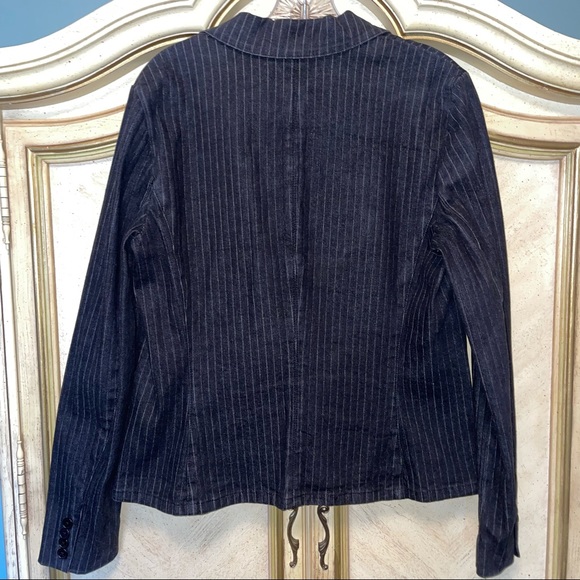 Ralph Lauren Jeans Co Black Denim Pinstrip Jacket Blazer Large NEW NWOT - Picture 3 of 11